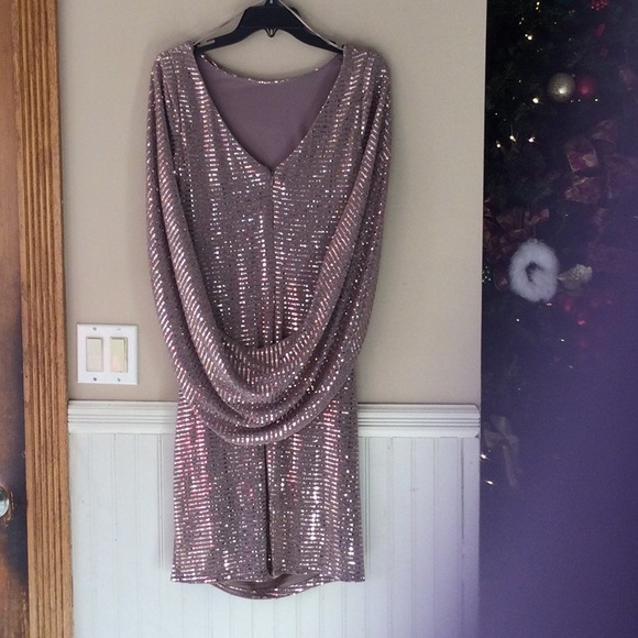 Beautiful sequins dress mocha gold - Picture 4 of 12